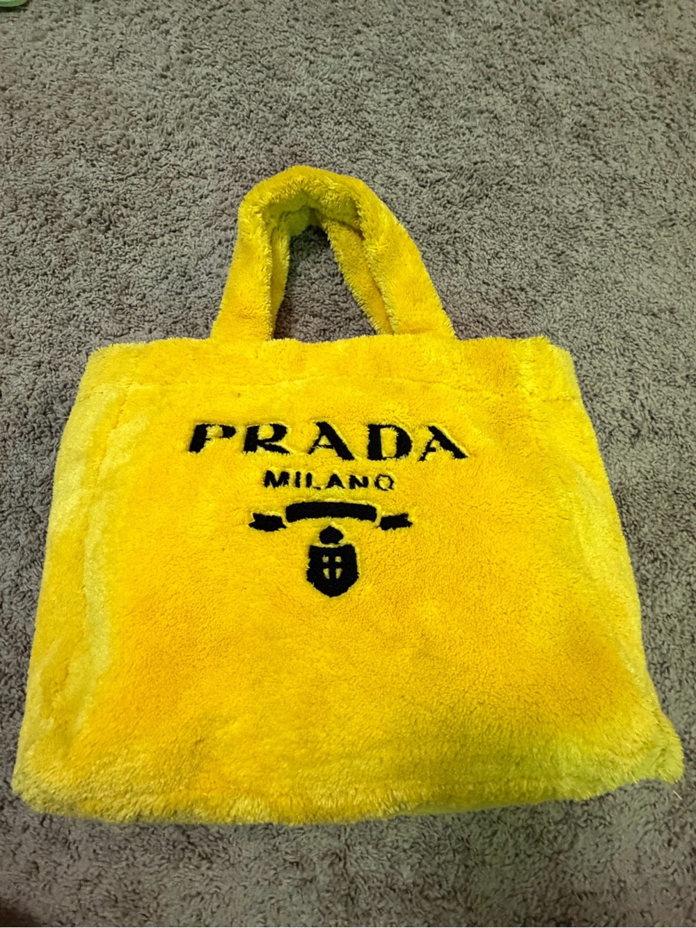 Prada Yellow Plush Logo Tote